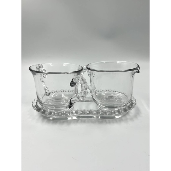 Vintage Imperial Glass Ohio Candlewick Creamer and Sugar Bowl with Tray Set - Picture 1 of 6